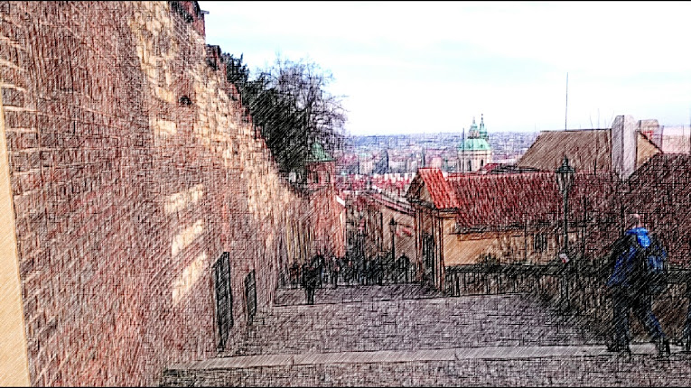 プラハ城外壁スケッチ
